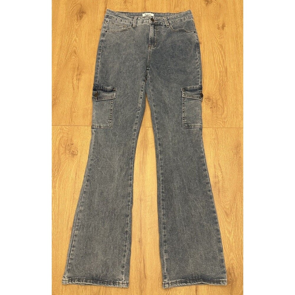 Bleu Wide Leg Cargo Flare Jeans Women’s Size 8 Stretch Denim Y2K